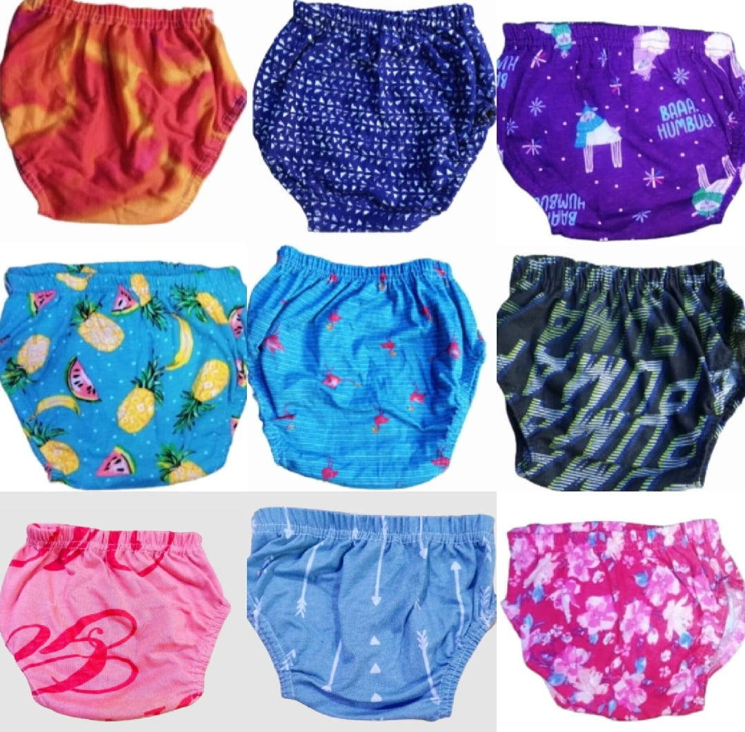 Pack of 12 Soft Cotton Chaddi Baby panties With Elastic Waist in Random Colors