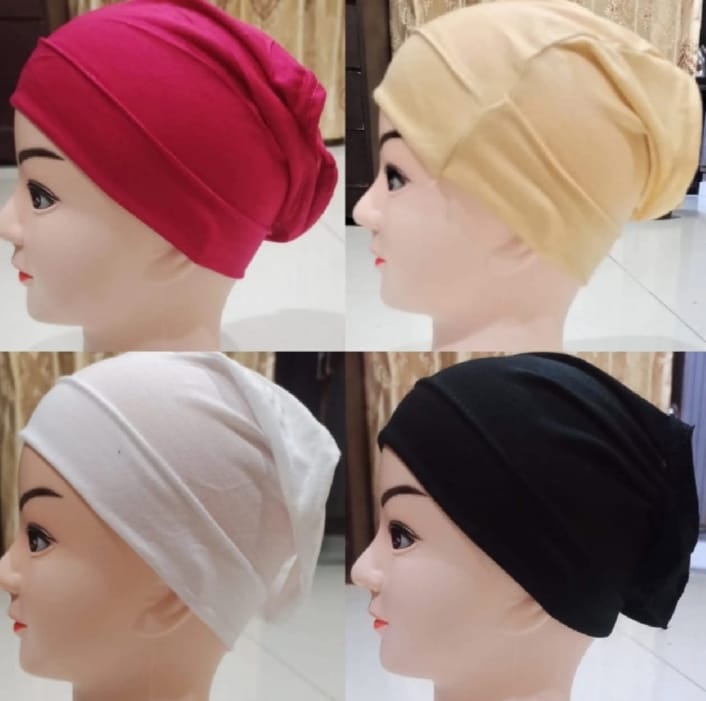 Pack of 4 Plane Tube Hijab caps Muslim Hijab Cap for girls and women