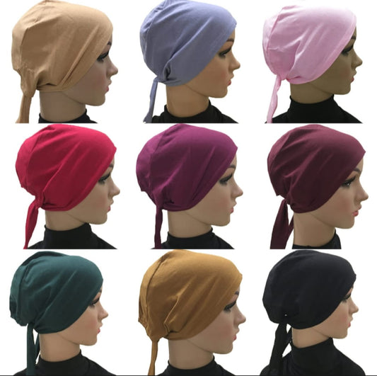 Pack of 4 Tie Hijab Cap For Girls and Women,s With Soft and Comfortable febric