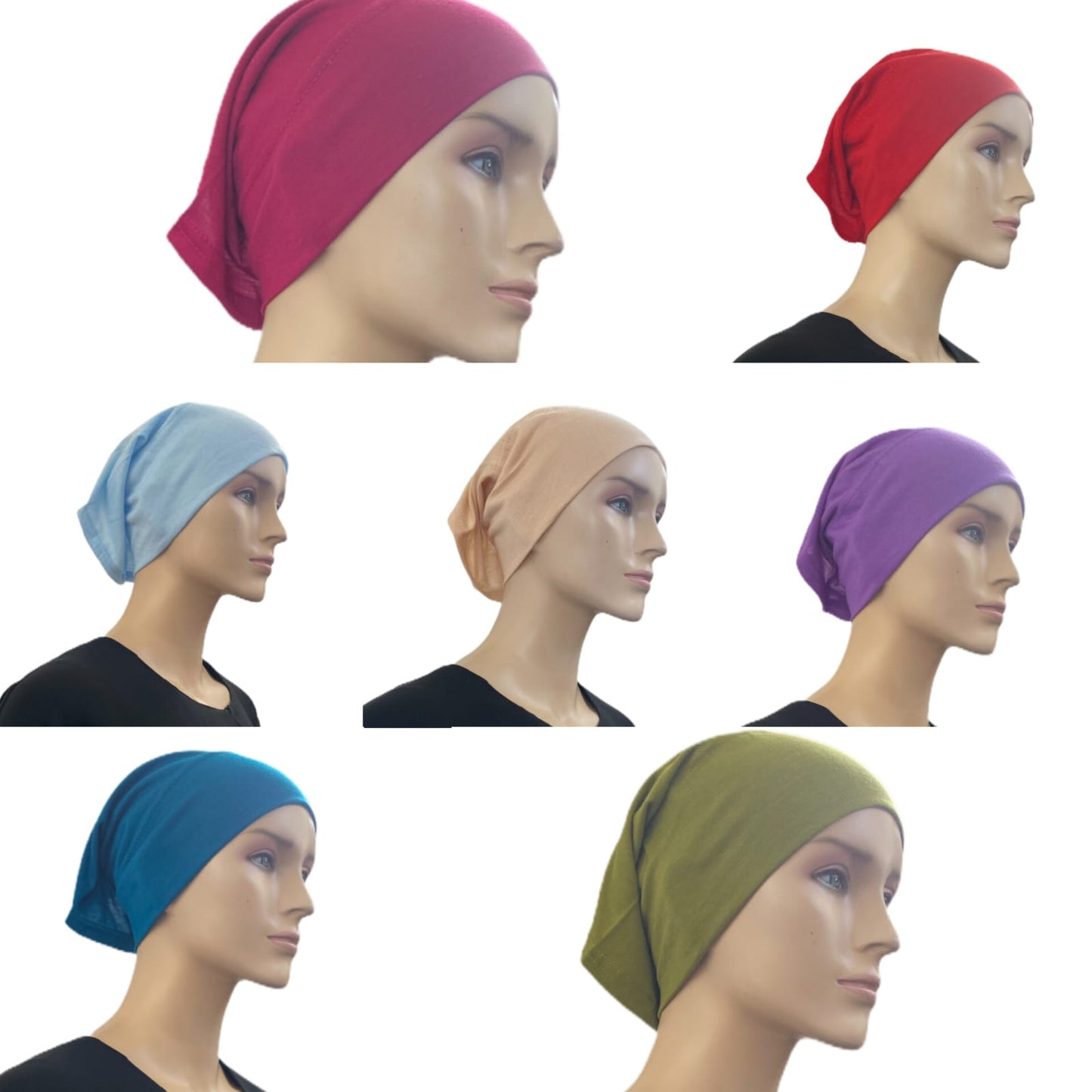 Pack of 8 Women Head Cap Plane Muslim Hijab Cap