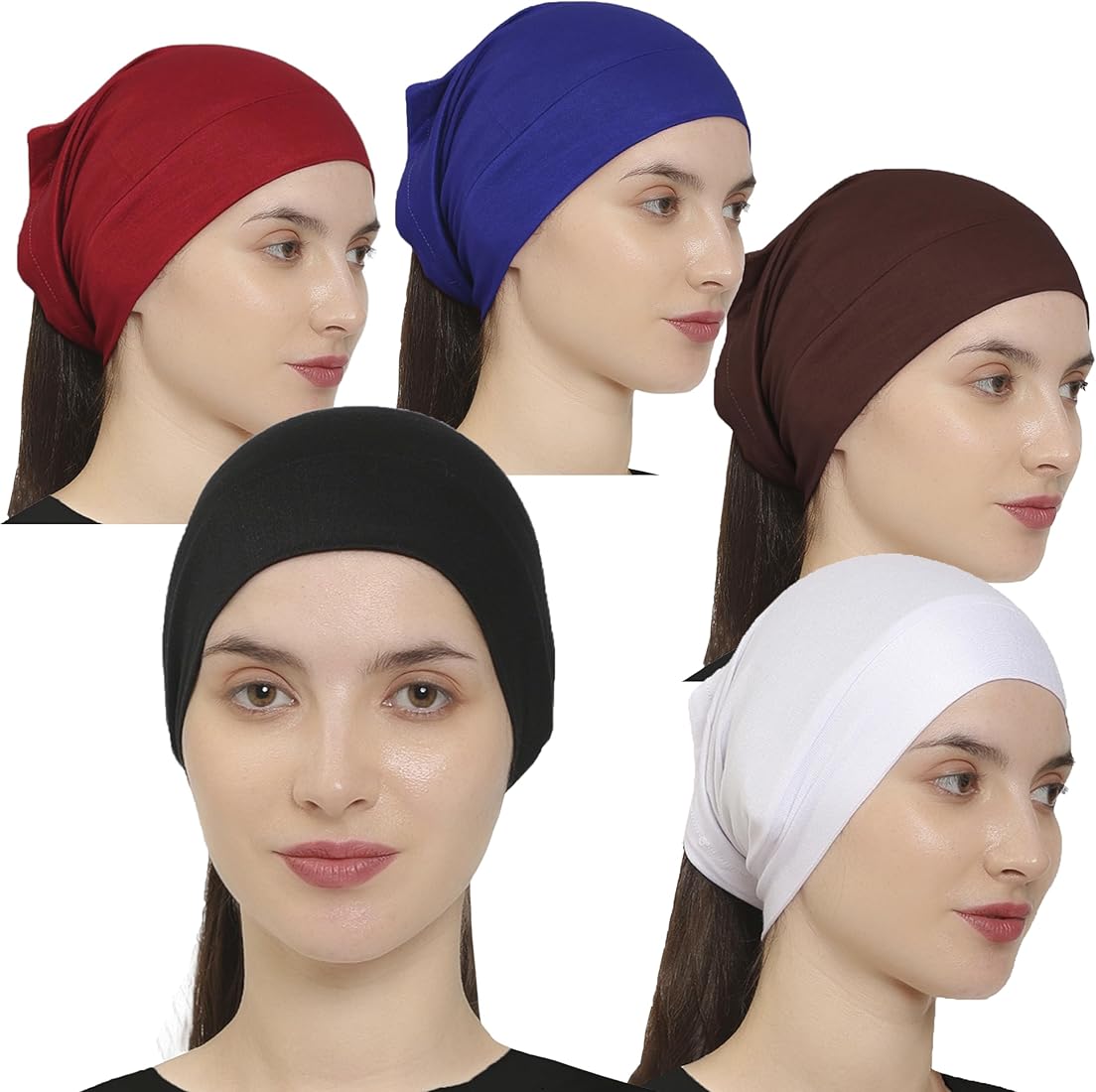 Pack of 6 Plane Tube Hijab Caps Muslim Hijab Caps for girls and women